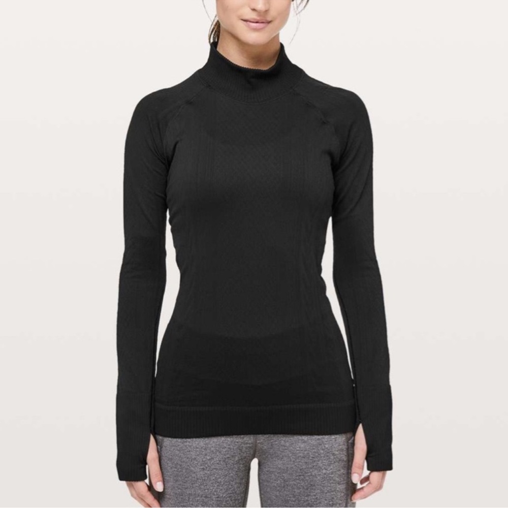 EUC lululemon Rest Less Mock Neck in Black - Sz 6
